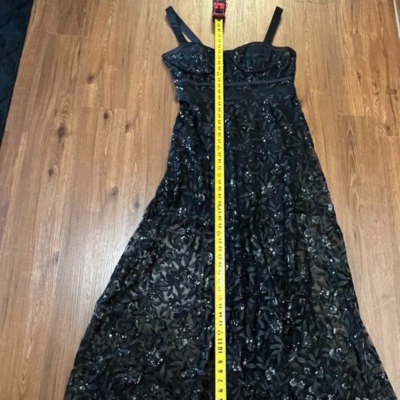 Blondie Nites Black Sequin Floral A-Line Formal Dress Gown Size 17 - Picture 8 of 14
